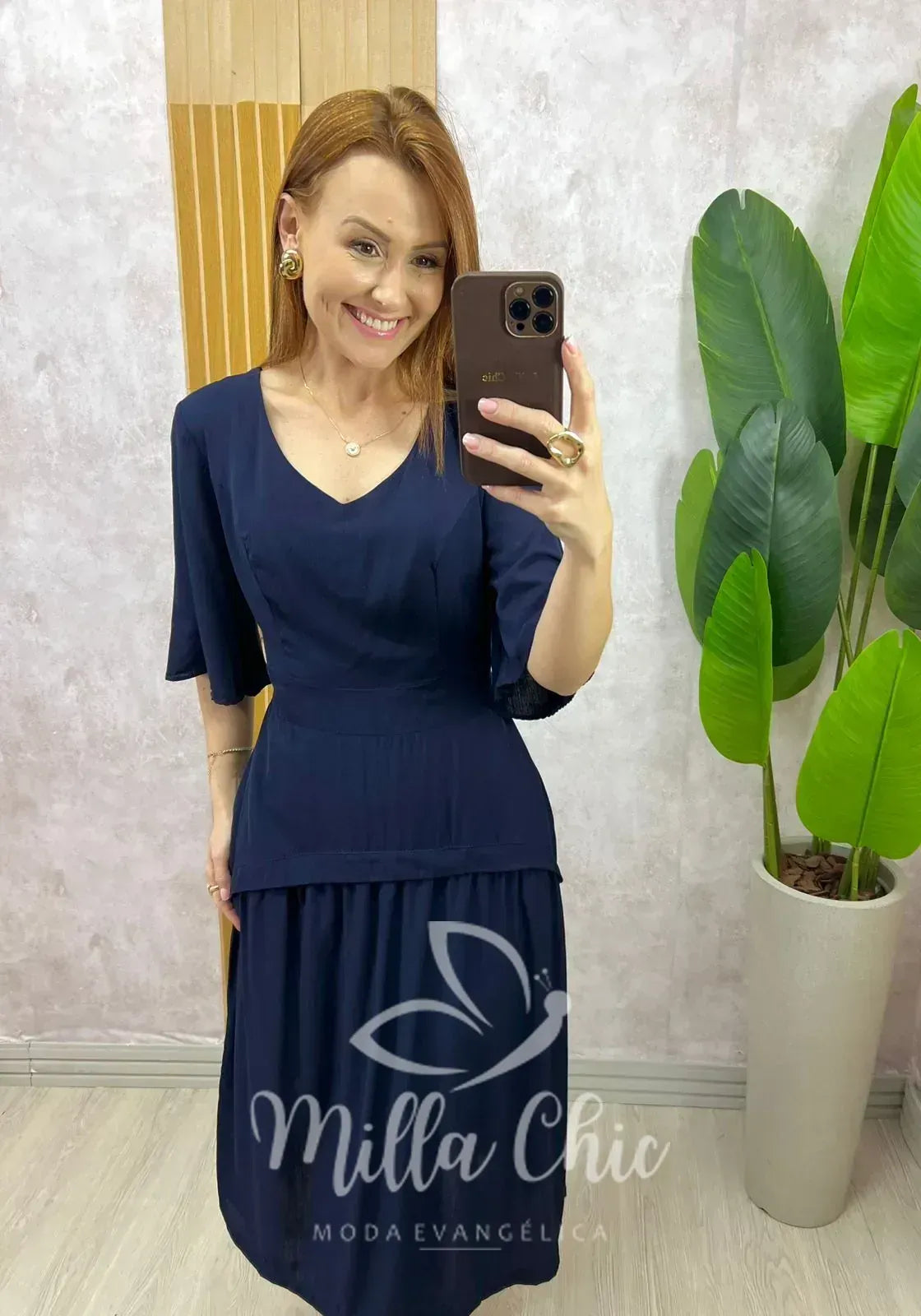 Vestido Theodora – Azul Marinho