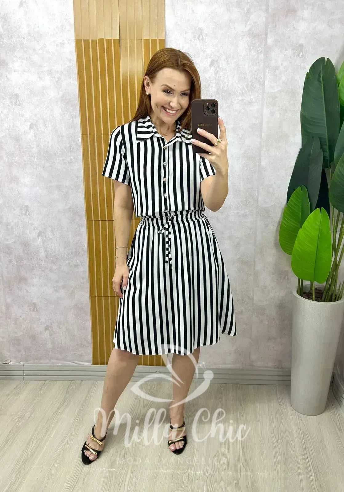 Conjunto Helô Em Viscolinho Listrado – P&B