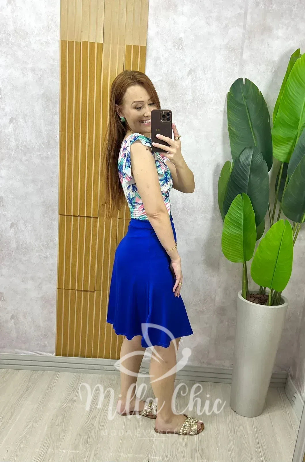 Conjunto Maiô e Short Saia – Modelo Edite Azul