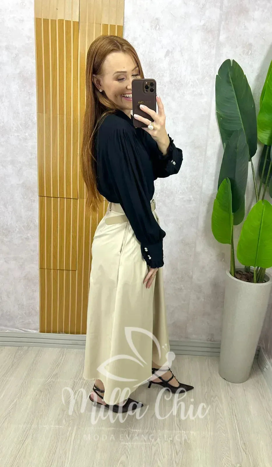 Saia Valentina Em Sarja – Creme