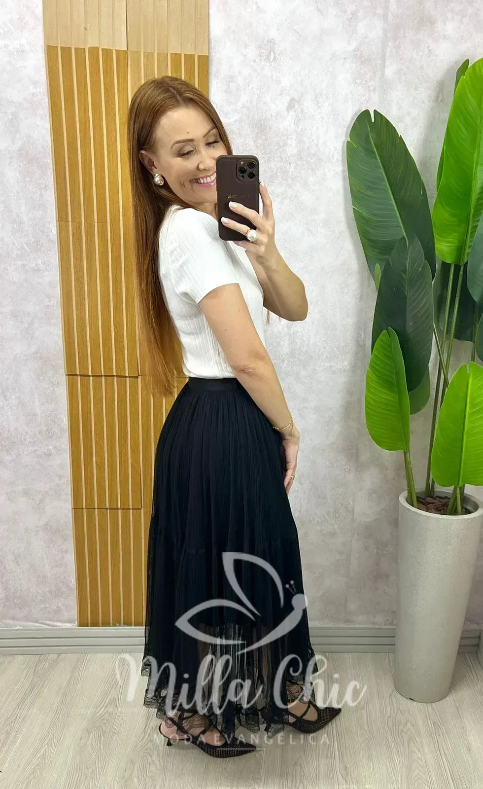 Saia Angélica Em Tule – Preta