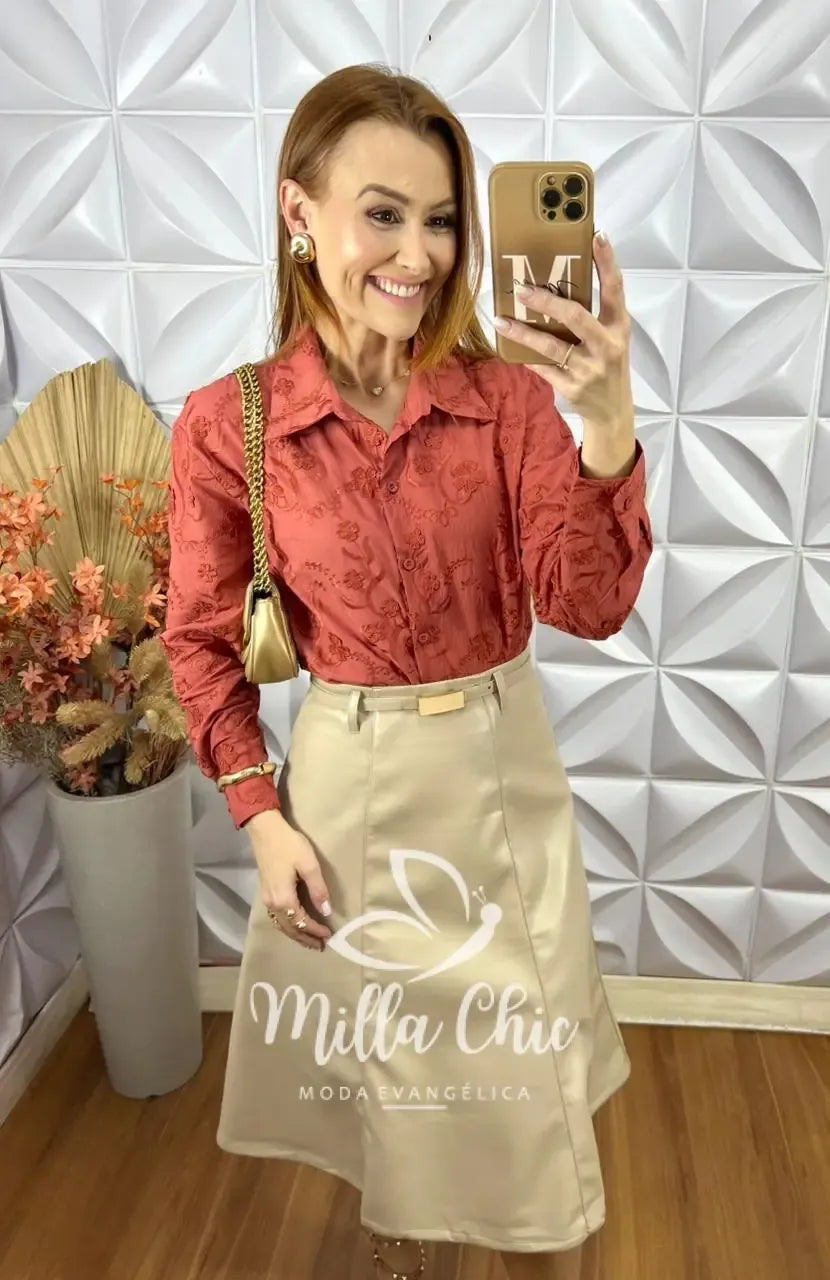 Saia Tamires Em P.U – Bege