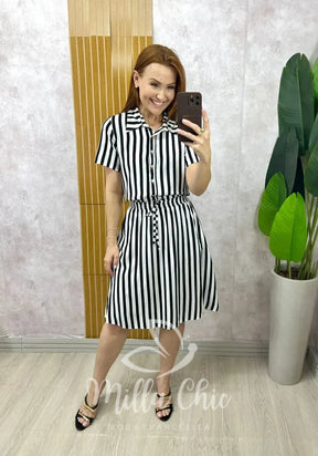 Conjunto Helô Em Viscolinho Listrado – P&B