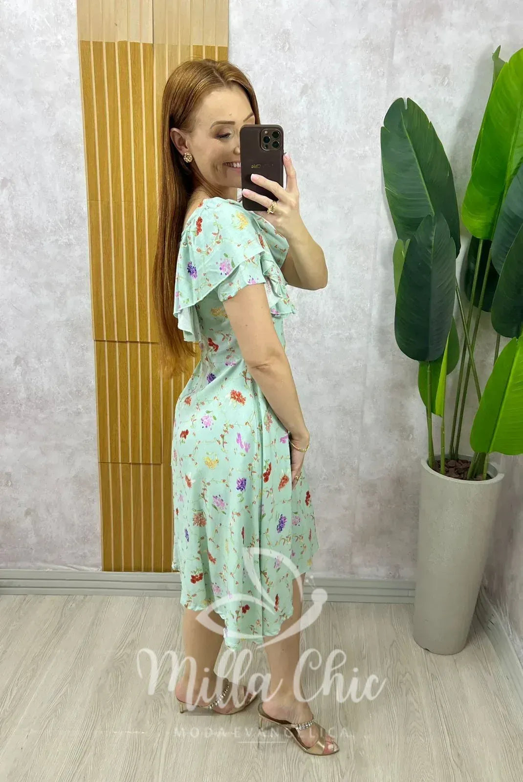 Vestido Louise Em Linho Estampado – Menta