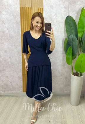 Vestido Theodora – Azul Marinho