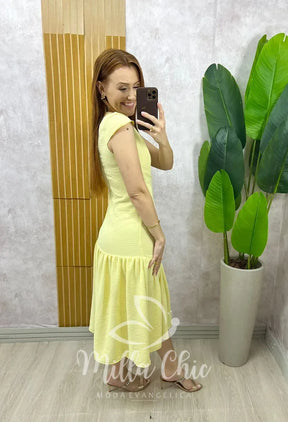 Vestido Tânia – Amarelo Manteiga